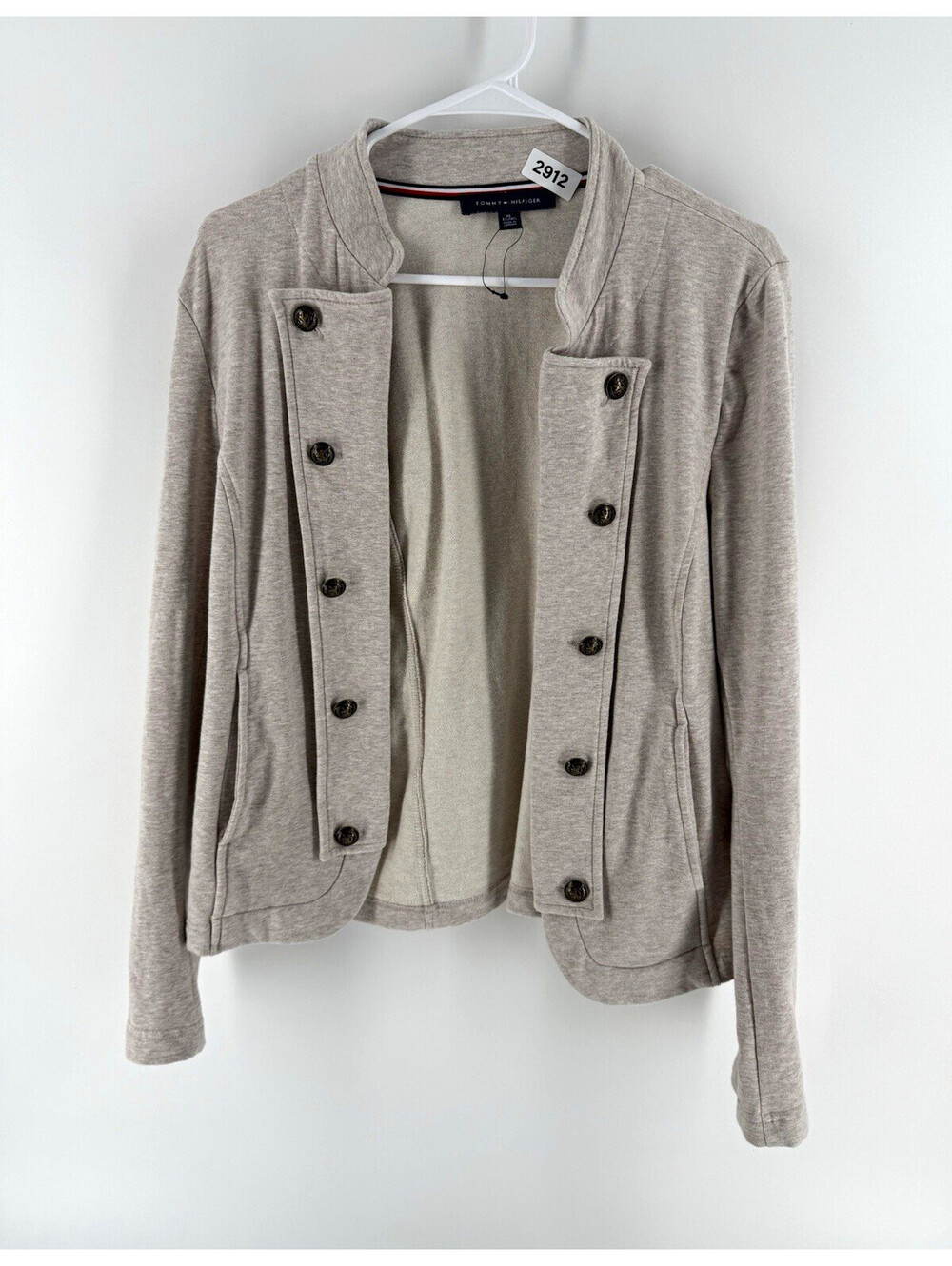 Tommy Hilfiger Women's Gray Button Front Basic Jacket Long Sleeve Regular Fit XL